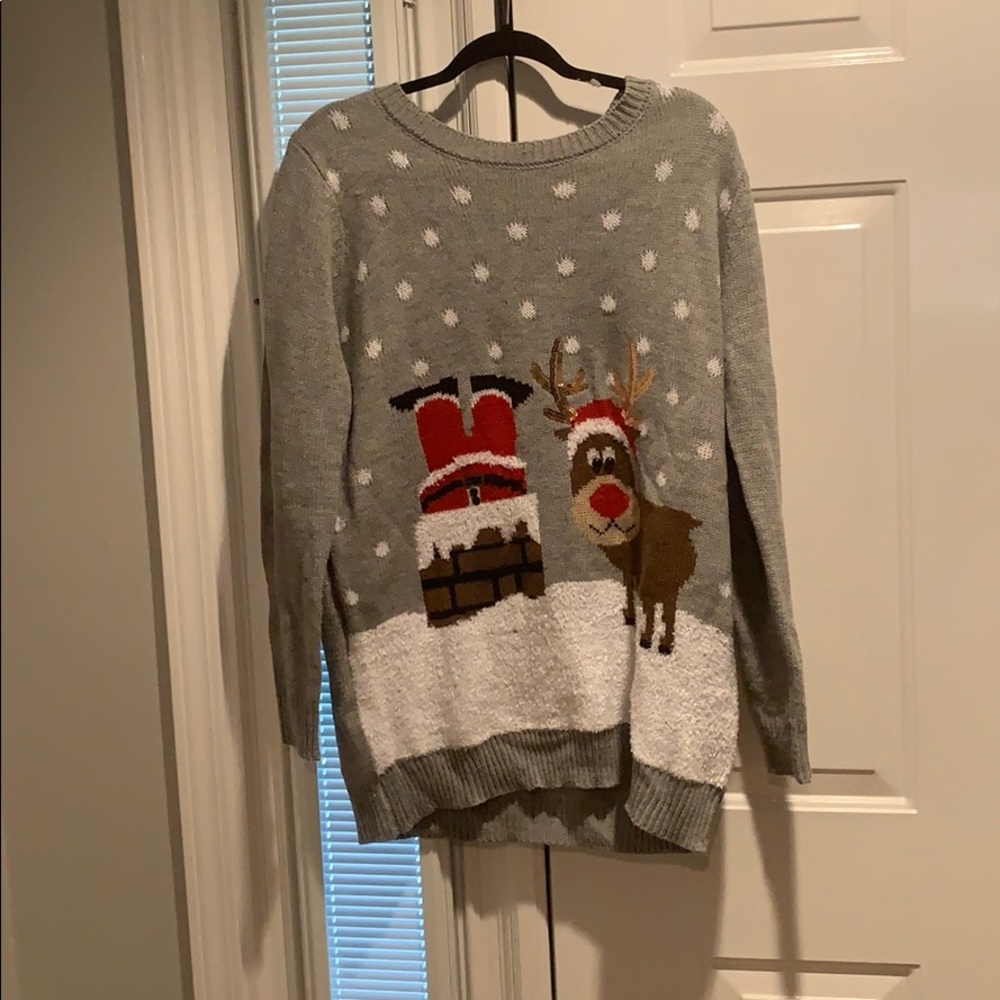 Santa stuck in chimney Christmas sweater